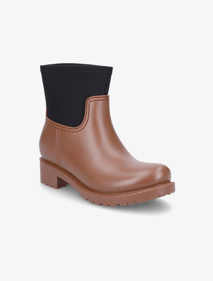 Bottines en caoutchouc et tissu - Camel - 2