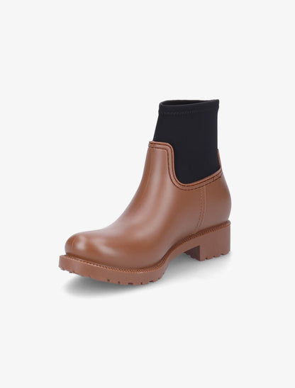 Bottines en caoutchouc et tissu - Camel - 3