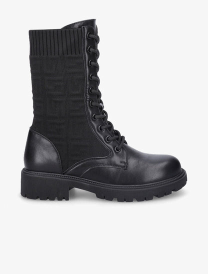Bottines style chaussettes à motif grec - Noir - 5