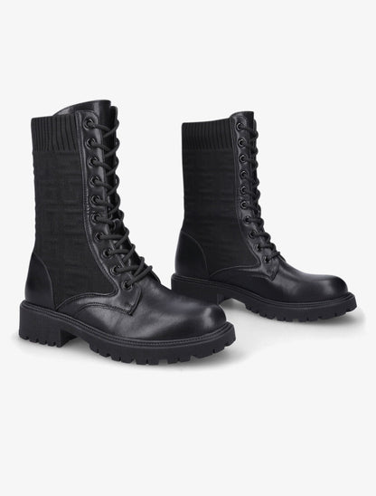 Bottines style chaussettes à motif grec - Noir - 4