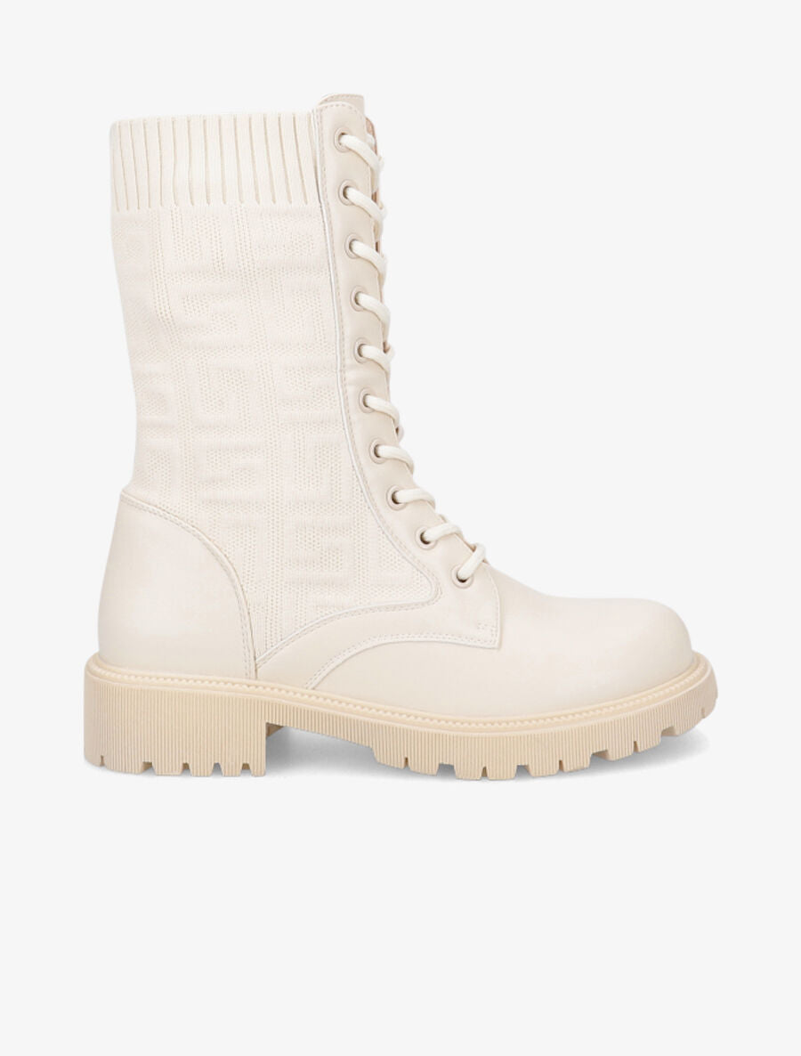 Bottines style chaussettes à motif grec - Crème - 5