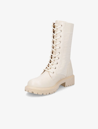 Bottines style chaussettes à motif grec - Crème - 3