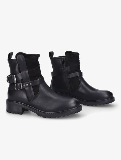 Bottines en simili et en suédine - Noir - 4