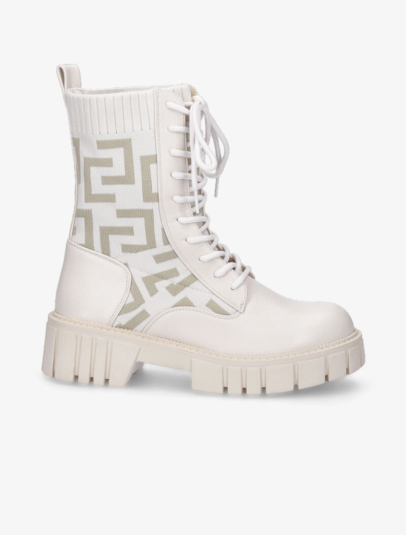 Boots chaussettes à imprimé grec - Beige - 2