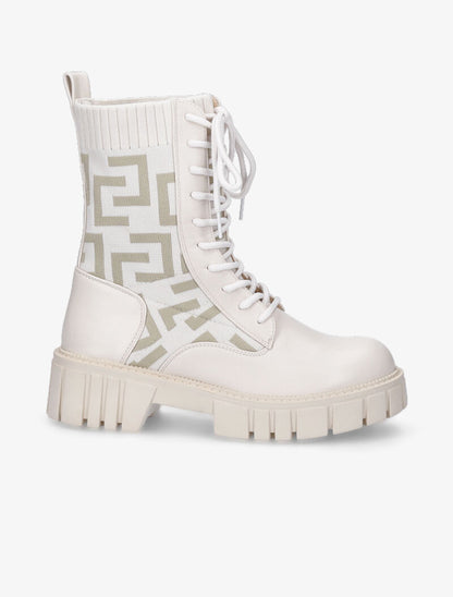 Boots chaussettes à imprimé grec - Beige - 2