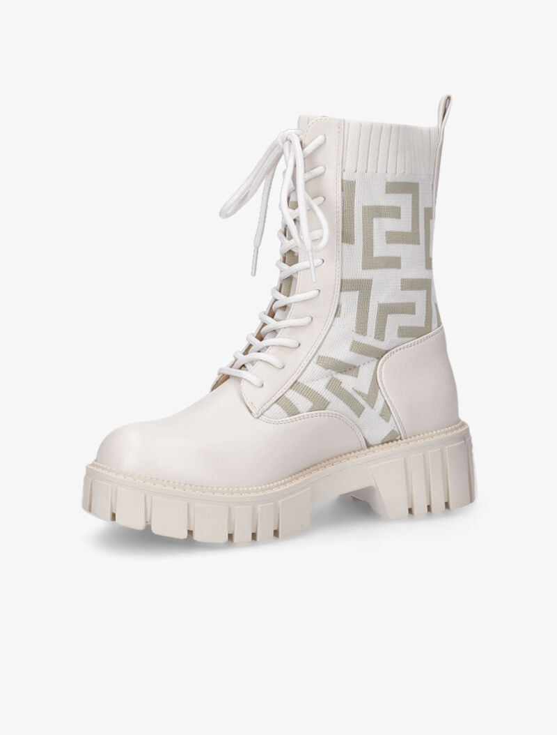 Boots chaussettes à imprimé grec - Beige - 4