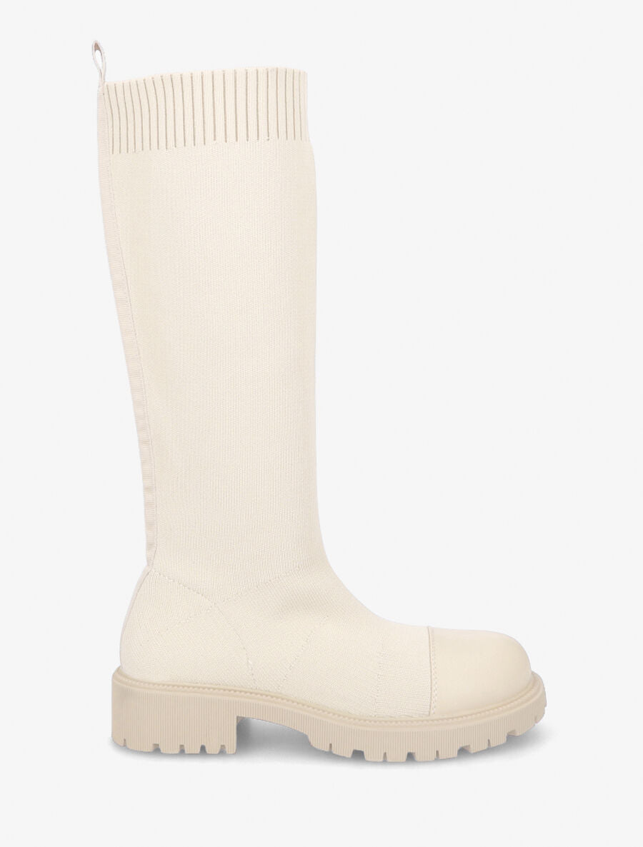 Bottes style chaussettes en maille - Beige - 1