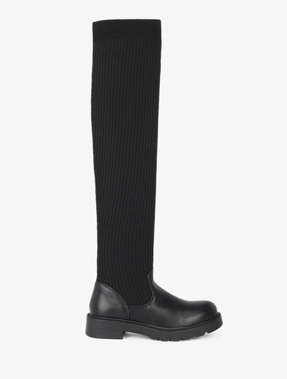 Cuissardes plates style chaussettes - Noir - 1