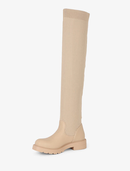Cuissardes plates style chaussettes - Taupe - 2