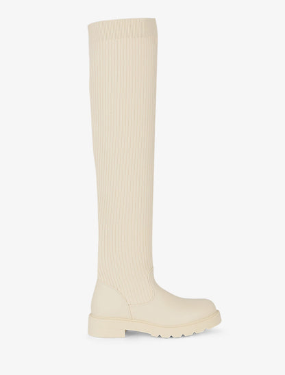 Cuissardes plates style chaussettes - Crème - 1