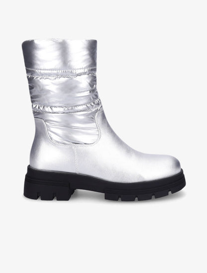 Bottines bi-matière matelassées - Argent - 1