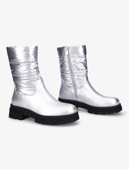 Bottines bi-matière matelassées - Argent - 4