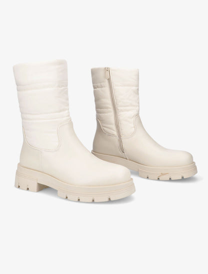 Bottines bi-matière matelassées - Beige - 4
