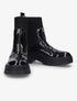 Boots chaussettes et simili vernis à zip - Noir - 1