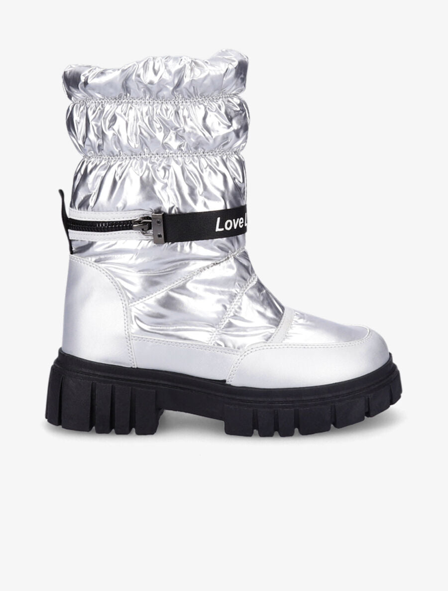 Boots matelassées à zip - Argent - 1