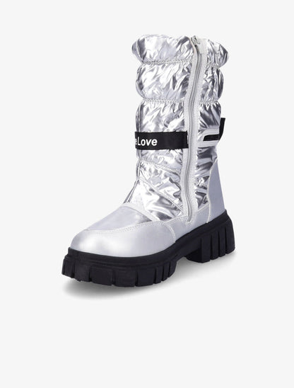 Boots matelassées à zip - Argent - 3