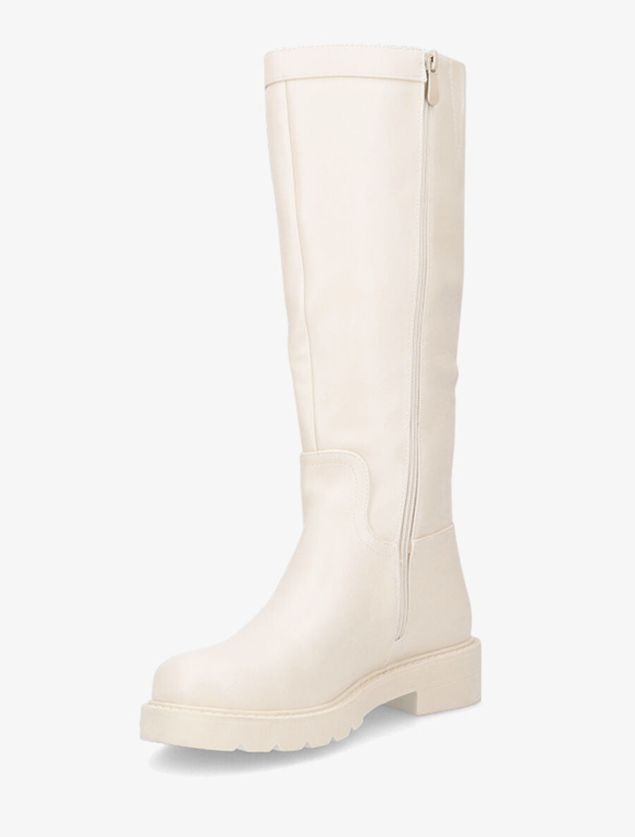 Bottes plates en simili à boucle - Beige - 3