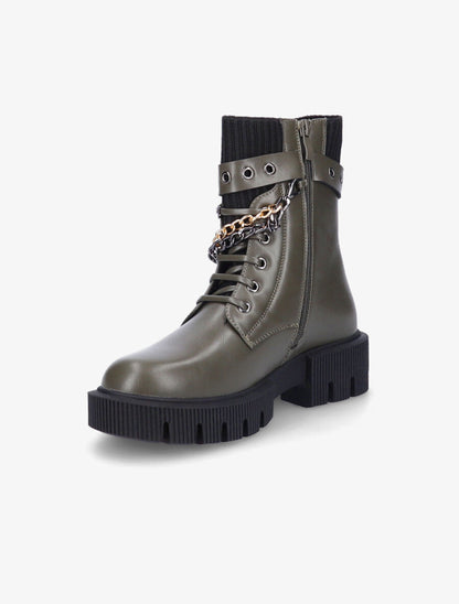 Bottines style rangers à chaînes - Kaki - 3