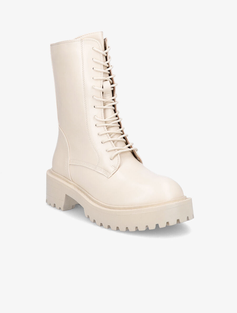 Bottines militaire en simili - Beige - 2