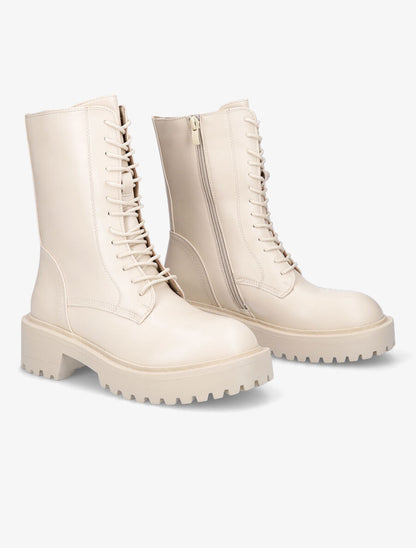 Bottines militaire en simili - Beige - 4