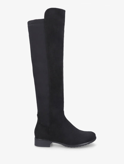 Bottes plates en suédine et tissu - Noir - 5