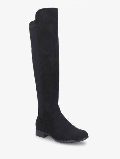Bottes plates en suédine et tissu - Noir - 2