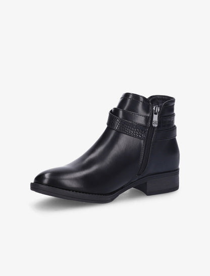 Low boots à sangle effet croco - Noir - 4