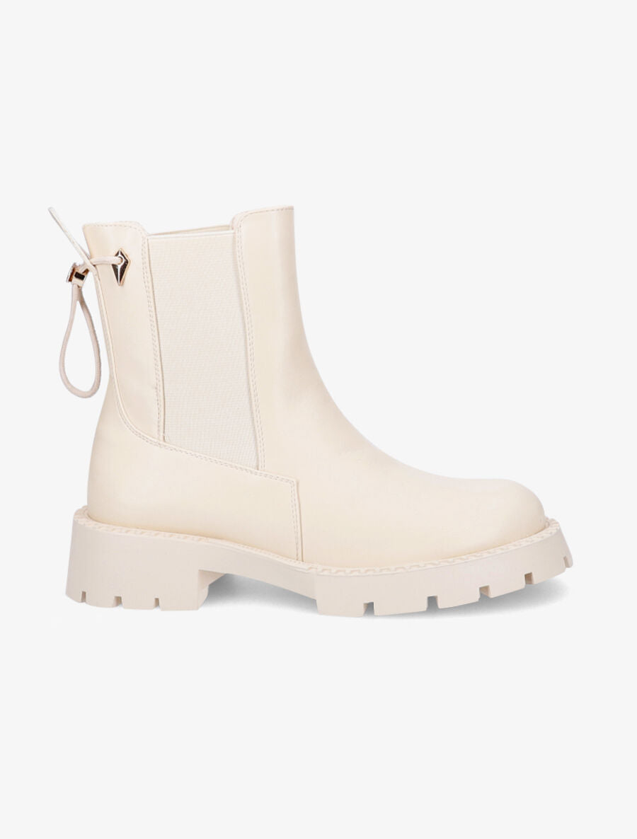 Chelsea boots en simili à liens - Beige - 1