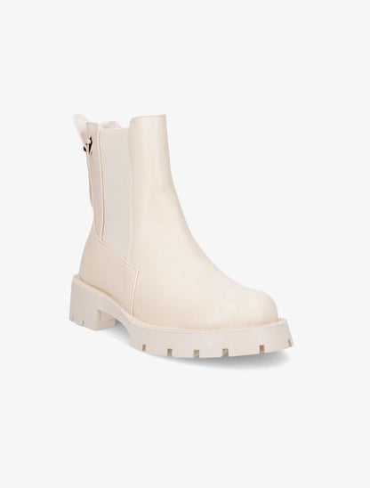 Chelsea boots en simili à liens - Beige - 2