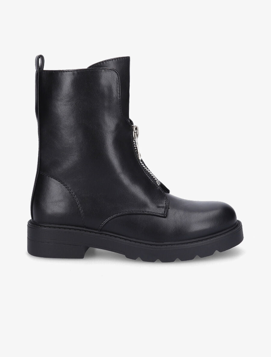 Bottines à zip en simili - Noir - 5
