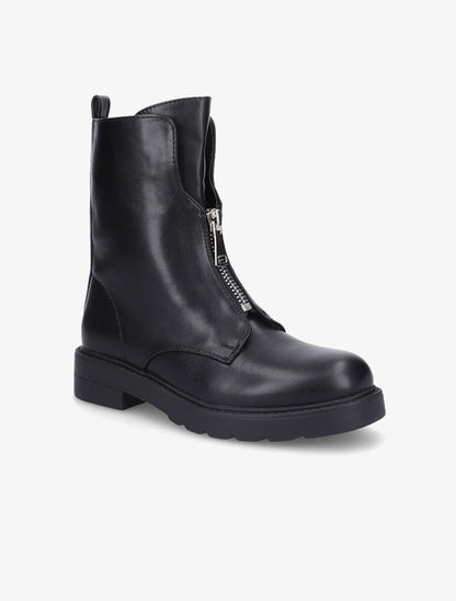 Bottines à zip en simili - Noir - 2