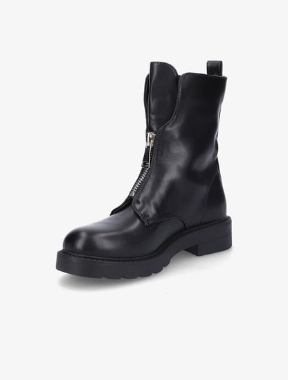 Bottines à zip en simili - Noir - 3