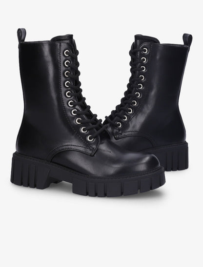 Boots montantes basiques à lacets - Noir - 1