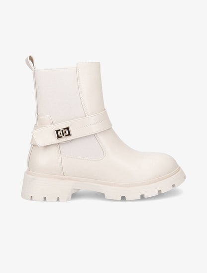 Bottines élastiquées à scratch - Beige - 1