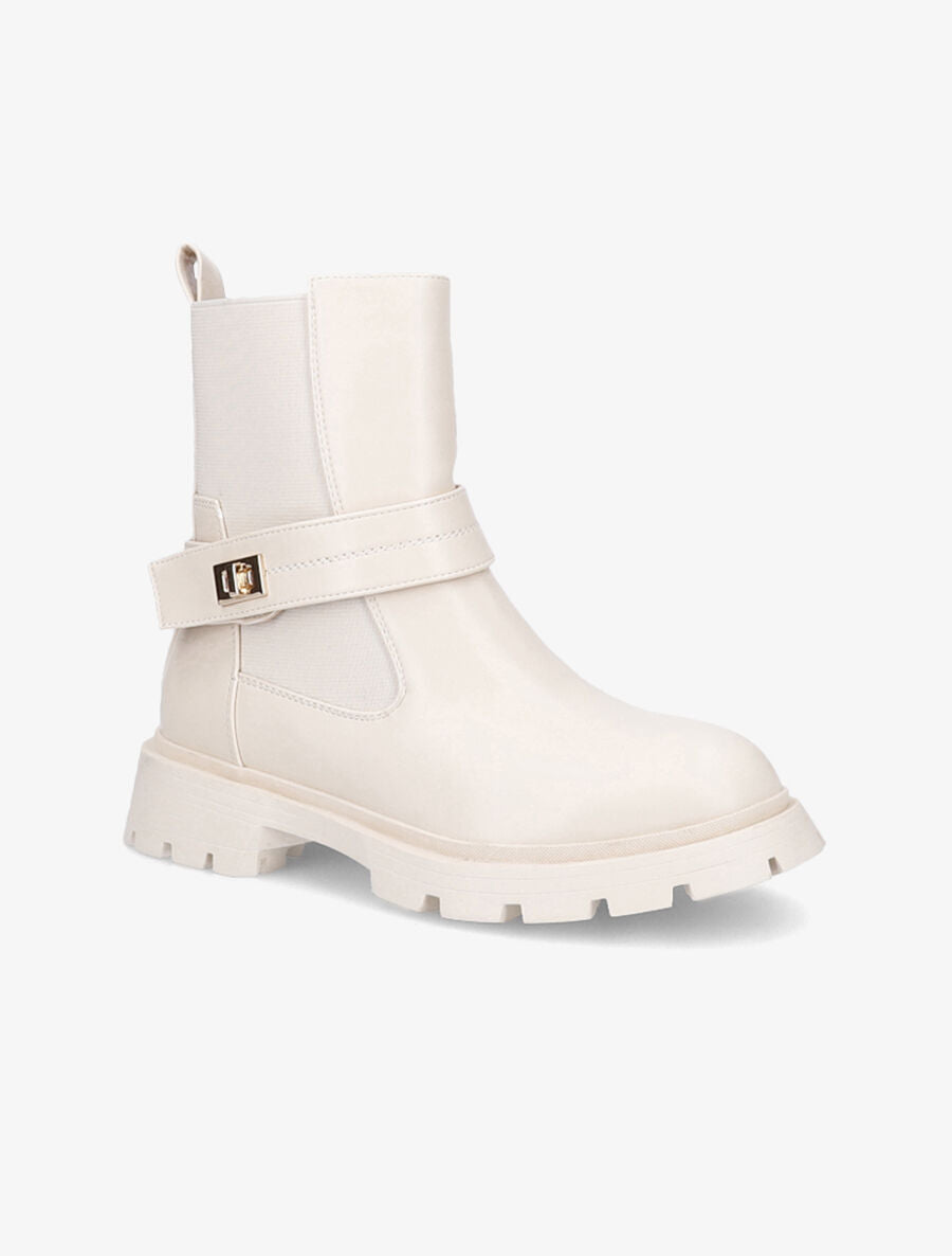Bottines élastiquées à scratch - Beige - 2