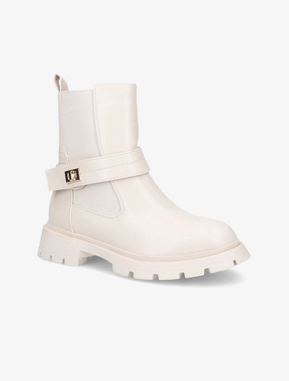Bottines élastiquées à scratch - Beige - 2