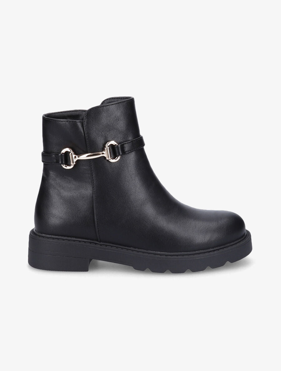 Bottines plates en simili - Noir - 1