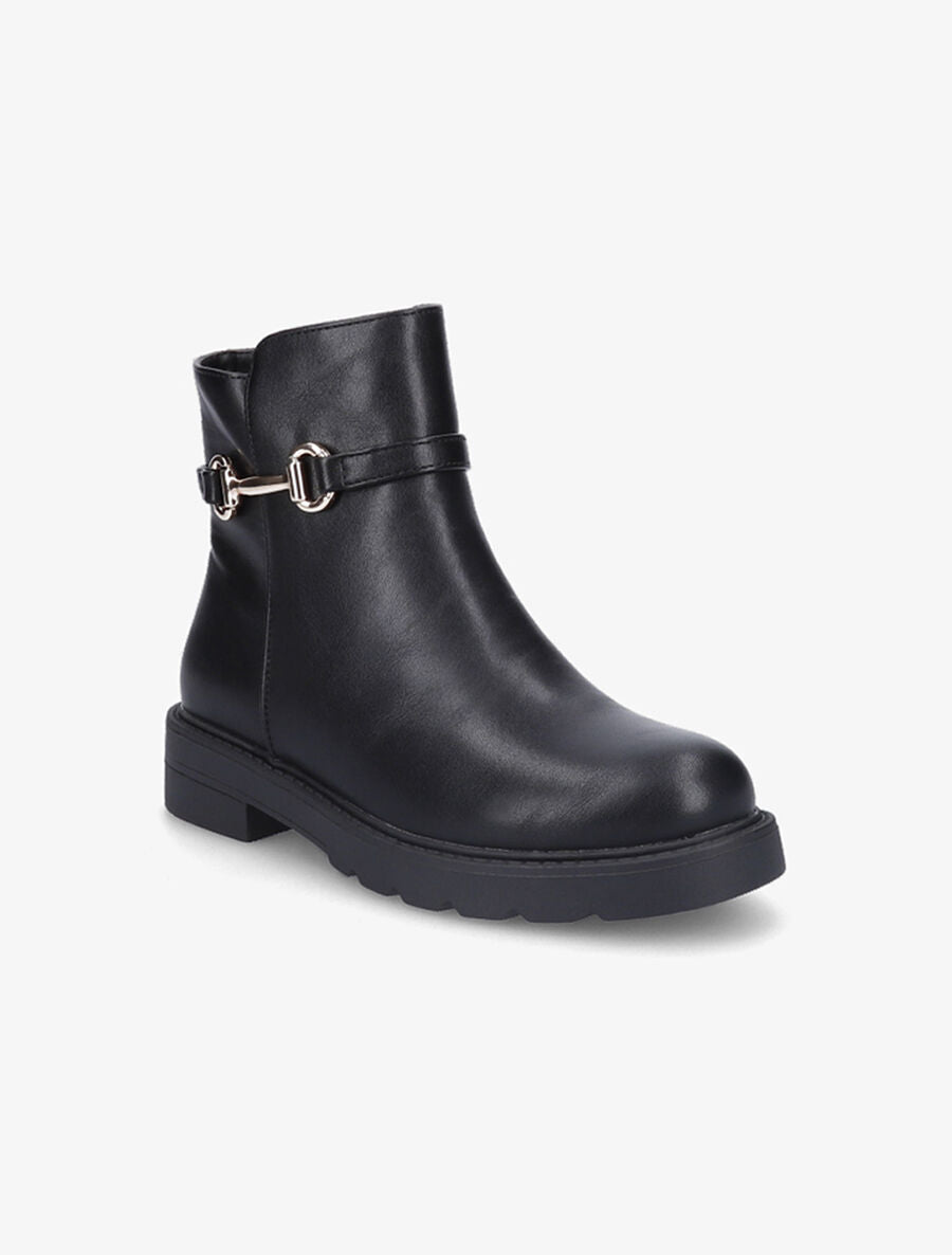 Bottines plates en simili - Noir - 2