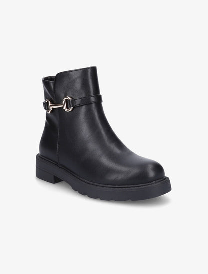 Bottines plates en simili - Noir - 2