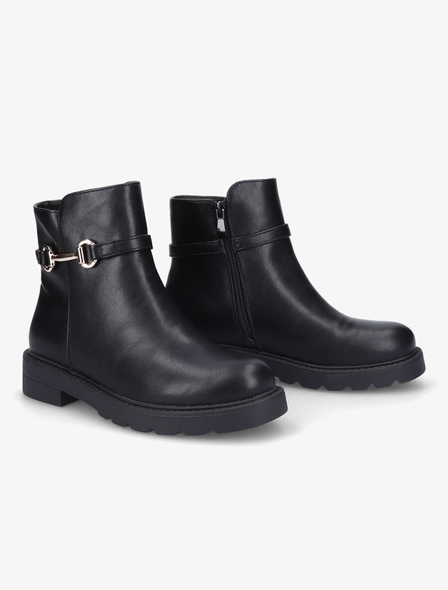 Bottines plates en simili - Noir - 4