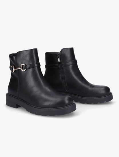 Bottines plates en simili - Noir - 4
