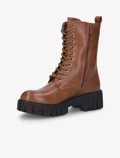 Boots montantes basiques à lacets - Camel - 4