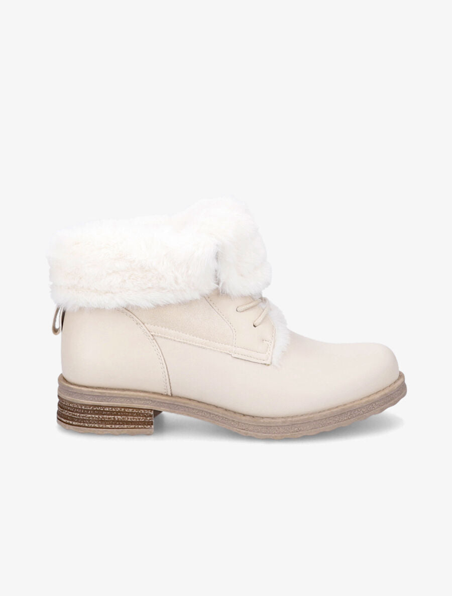Bottines à chevilles fourrées à revers - Beige - 5