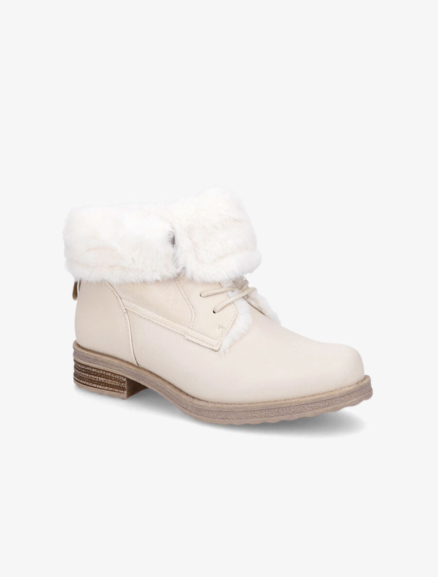 Bottines à chevilles fourrées à revers - Beige - 2