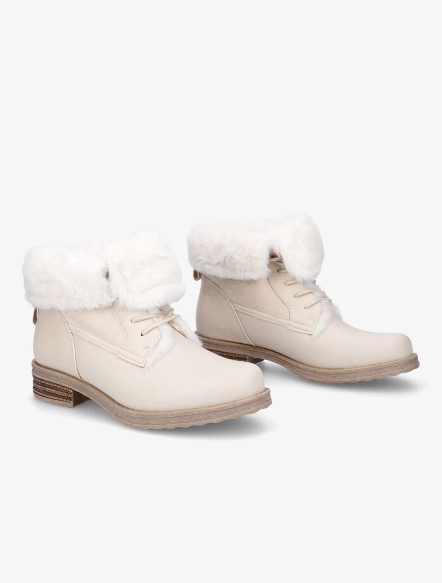 Bottines à chevilles fourrées à revers - Beige - 4