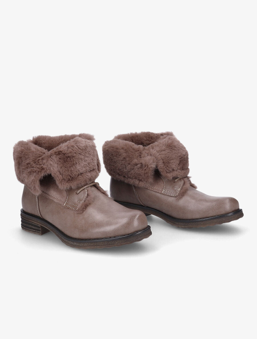 Bottines à chevilles fourrées à revers - Taupe - 4
