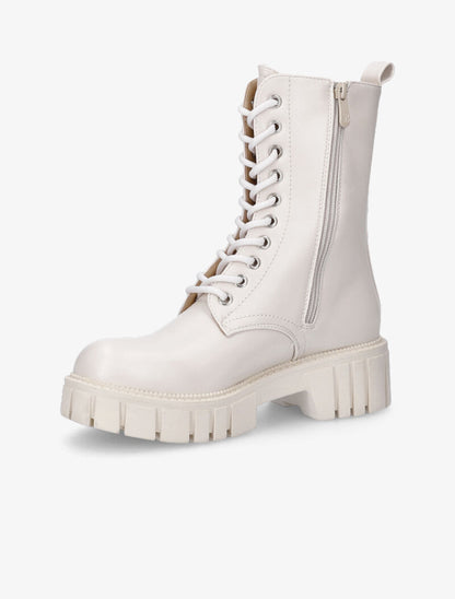Boots montantes basiques à lacets - Beige - 4