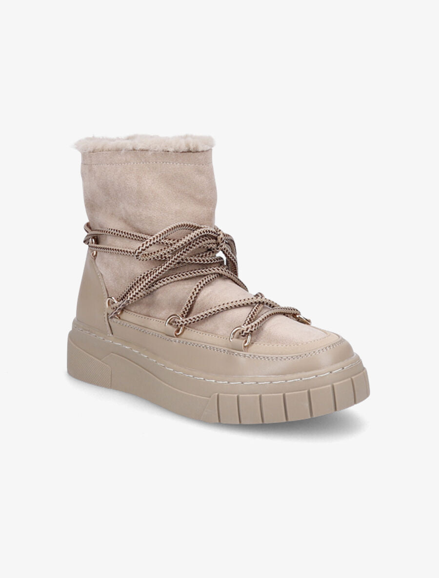 Bottines bi-matière fourrées - Taupe - 2