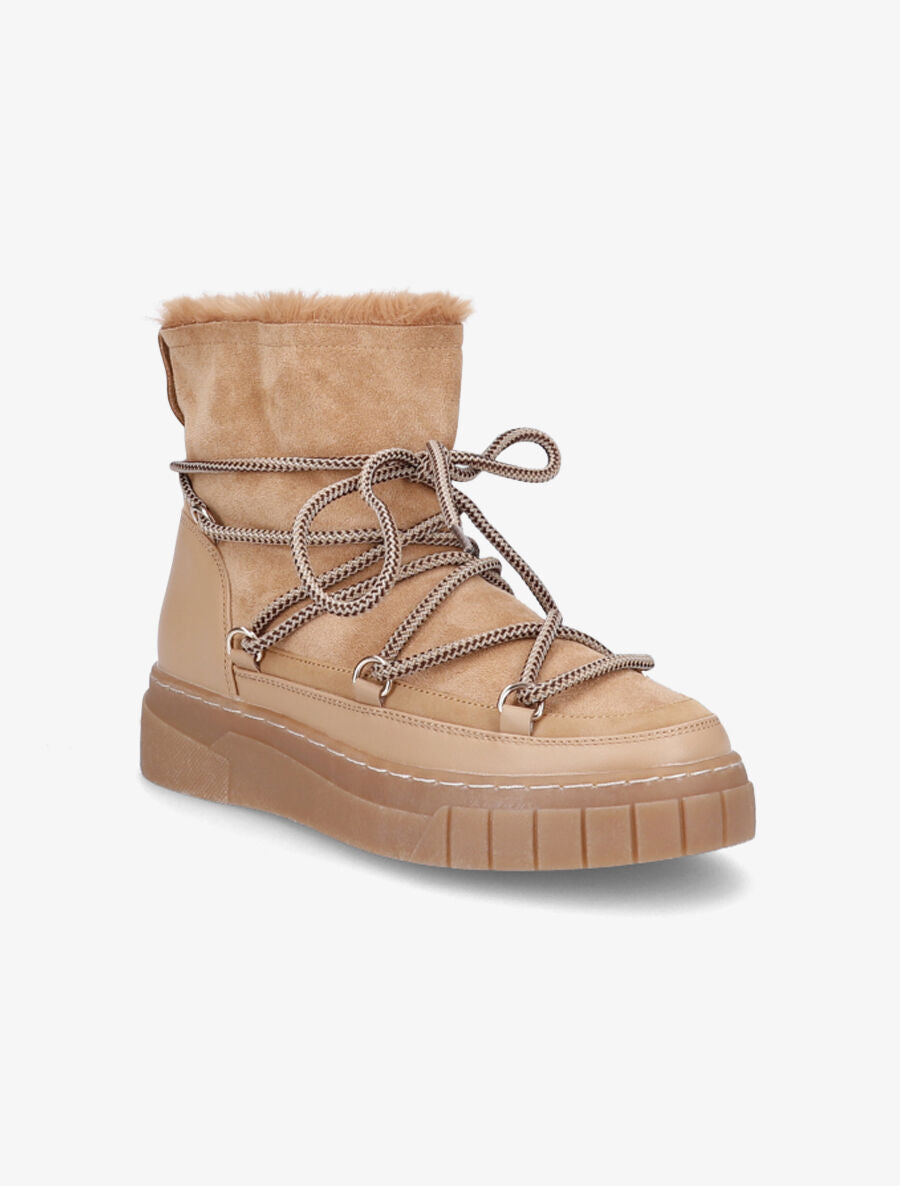 Bottines bi-matière fourrées - Camel - 2