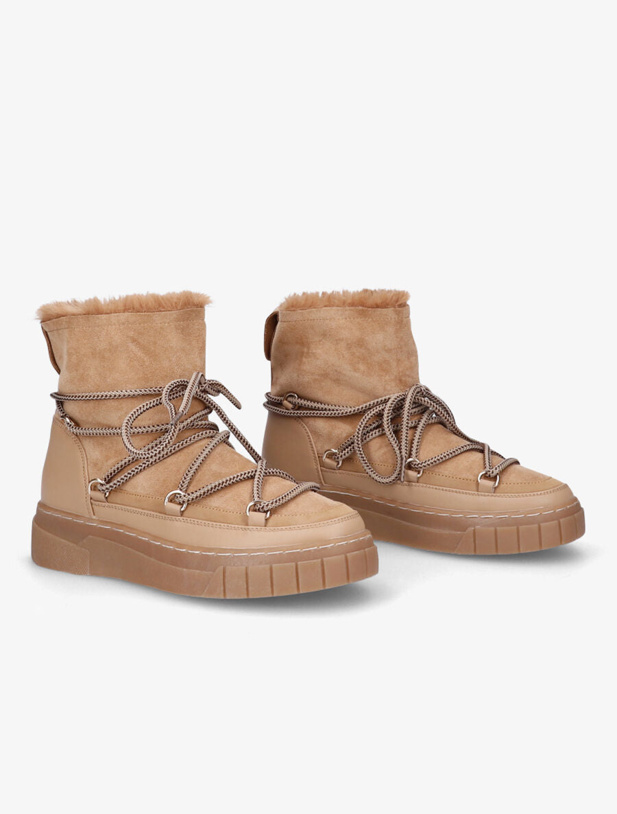Bottines bi-matière fourrées - Camel - 4